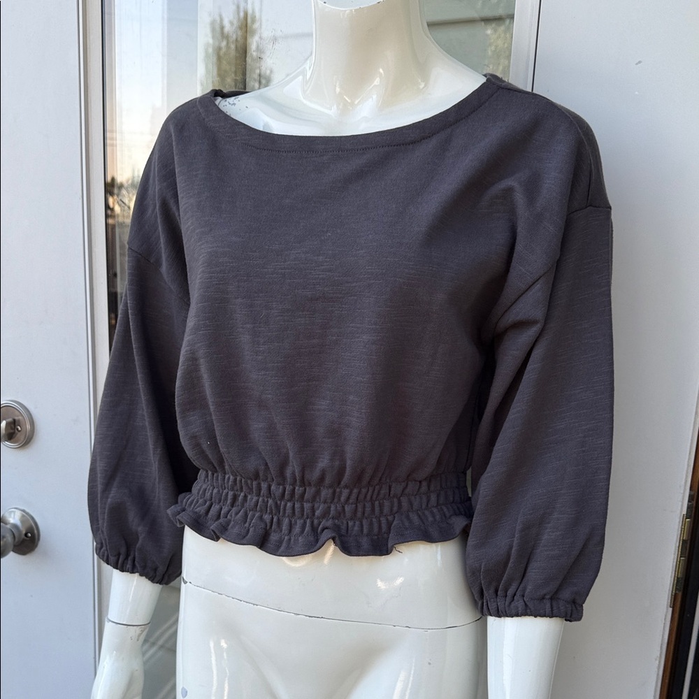 Amuse society Charcoal Gray Women's crop sweat Top Med